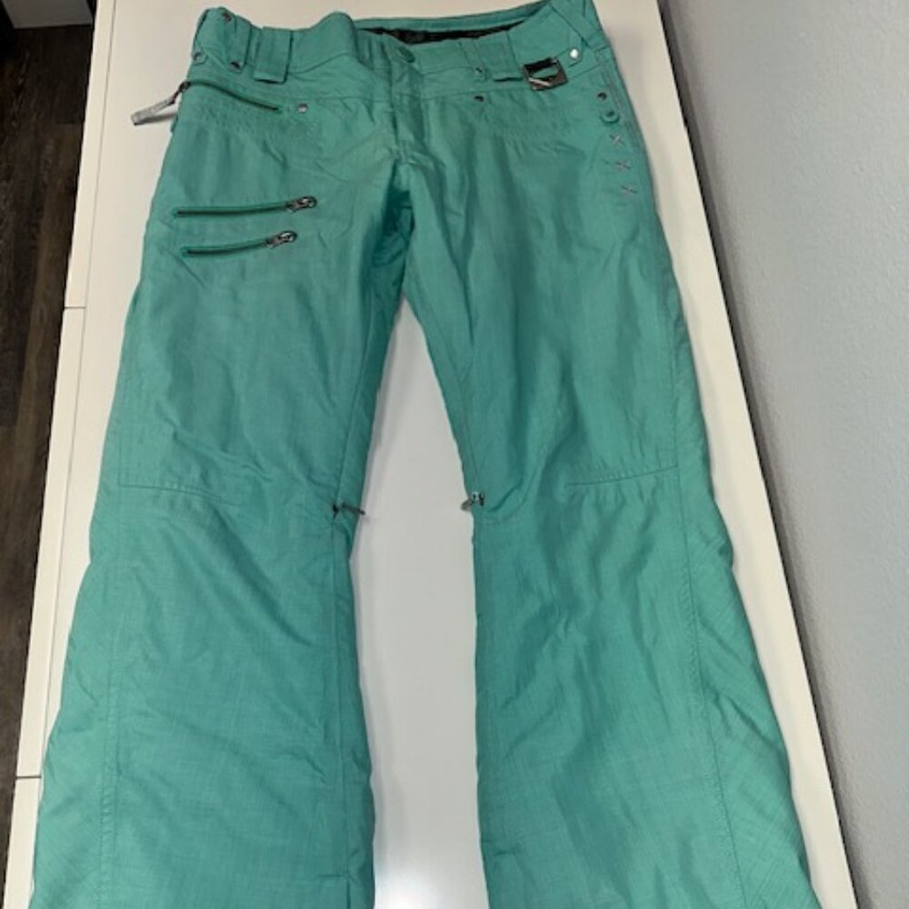 Oakley Womens Insulated teal Snow Pants Gretchen Bleiler RARE size small